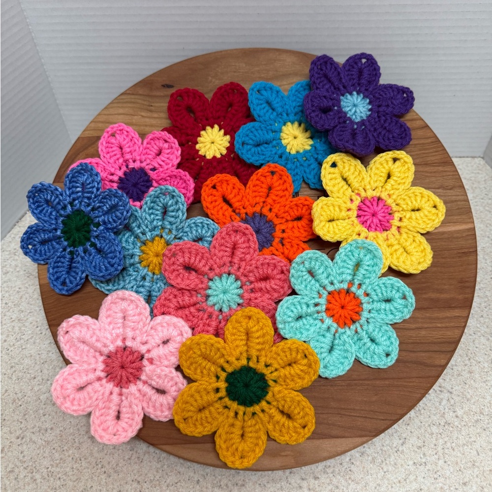 Handmade Colorful Crochet Flower Set of 12